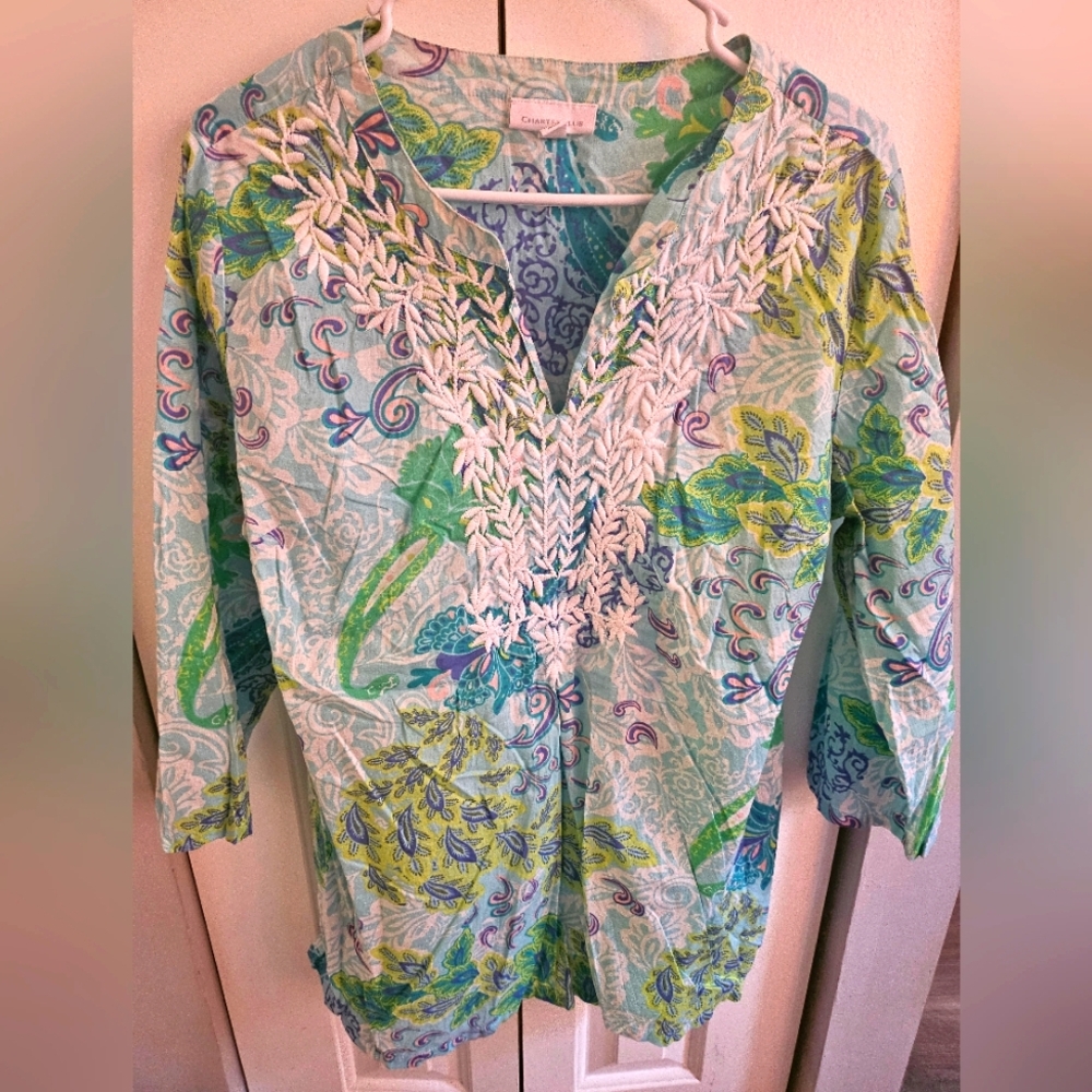 Floral Embroidered Tunic Top
